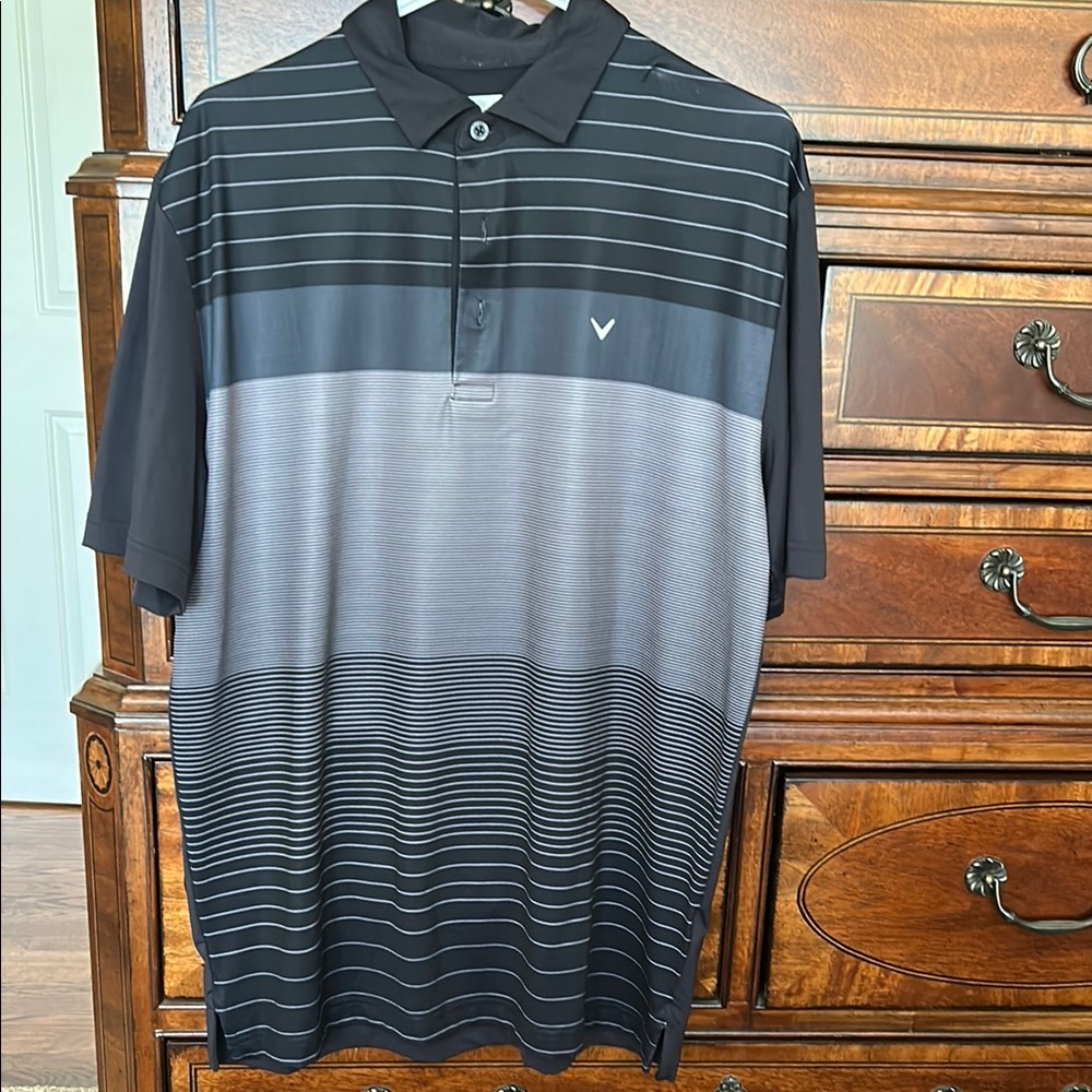 Men's Black and Gray Polo Shirt